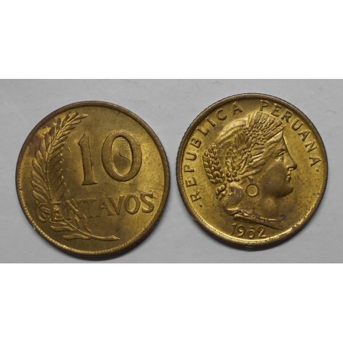 PERU 10 Centavos 1962