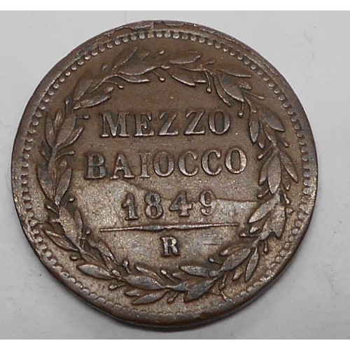 PIO IX 1/2 Baiocco 1849 R...