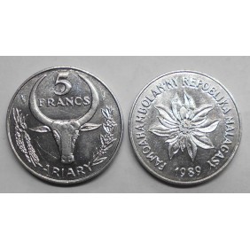 MADAGASCAR 5 Francs 1989