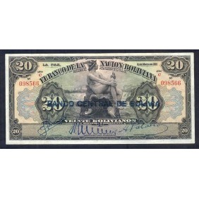BOLIVIA 20 Bolivianos 1911...