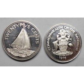 BAHAMAS 25 Cents 1976 PROOF