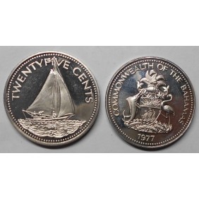 BAHAMAS 25 Cents 1977 PROOF