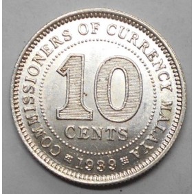 MALAYA 10 Cents 1939 King...