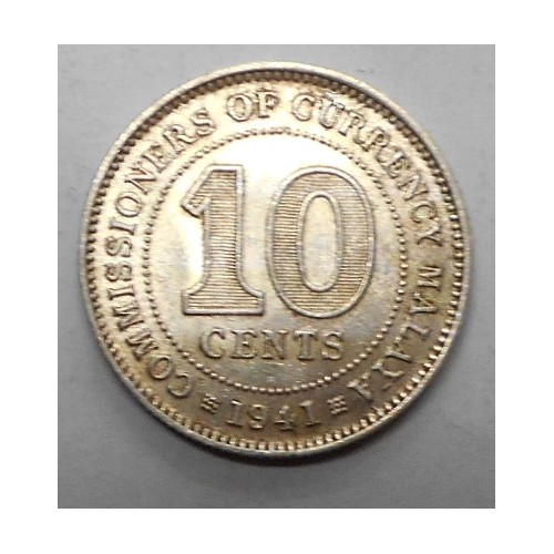 MALAYA 10 Cents 1941 King...