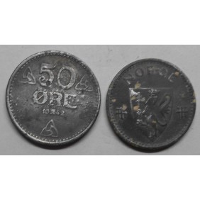 NORWAY 50 Ore 1942 zinc