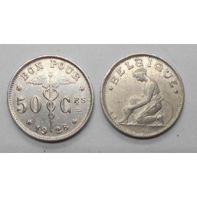 BELGIUM 50 Centimes 1928...