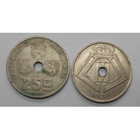 BELGIUM 25 Centimes 1939...