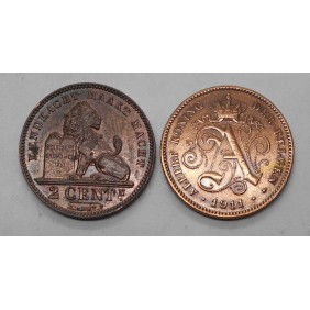 BELGIUM 2 Centimes 1911 Der...