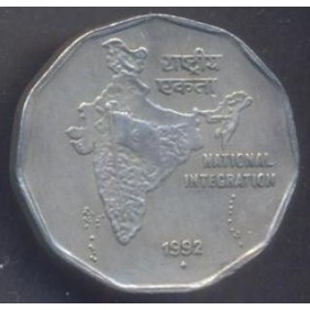 INDIA 2 Rupees 1992 B