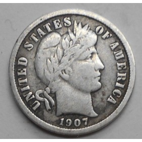 USA Barber Dime 1907 AG