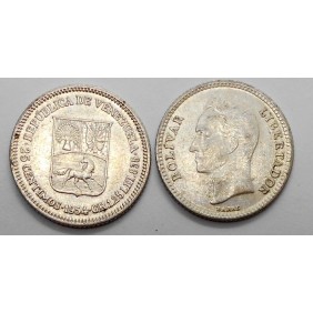 VENEZUELA 25 Centimos 1954 AG