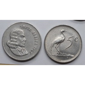 SOUTH AFRICA 5 Cents 1967...