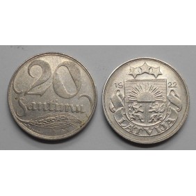 LATVIA 20 Santimu 1922