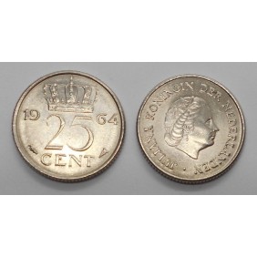 NETHERLANDS 25 Cents 1964
