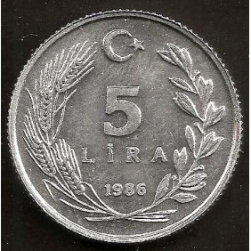 TURKEY 5 Lira 1986
