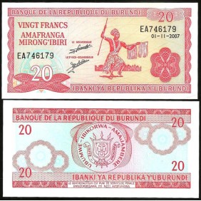 BURUNDI 20 Francs 2007