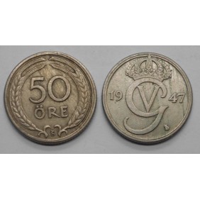 SWEDEN 50 Ore 1947 TS
