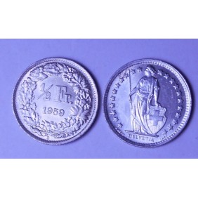 SWITZERLAND 1/2 Franc 1959 AG