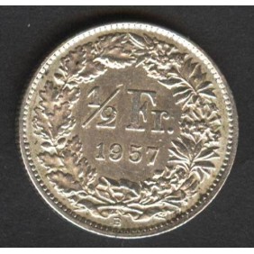 SWITZERLAND 1/2 Franc 1957 AG