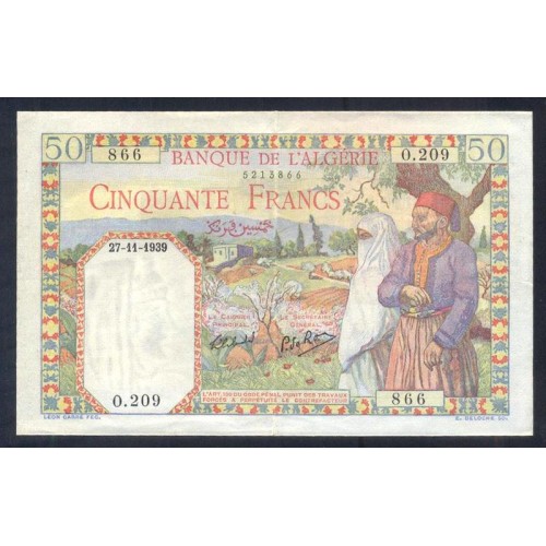 ALGERIA 50 Francs 27.11.1939