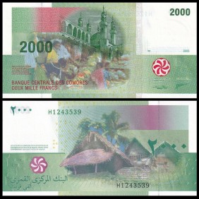 COMOROS 2000 Francs 2005...
