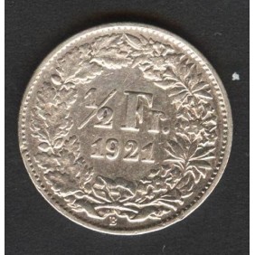 SWITZERLAND 1/2 Franc 1921 AG