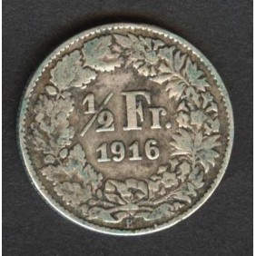 SWITZERLAND 1/2 Franc 1916 AG