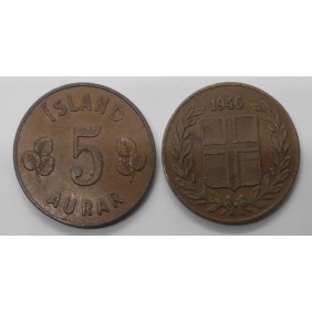 ICELAND 5 Aurar 1946