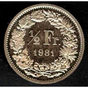 SWITZERLAND 1/2 Franc 1981...