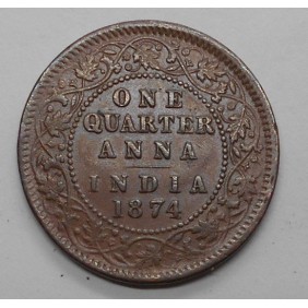 BRITISH INDIA 1/4 Anna 1874 C