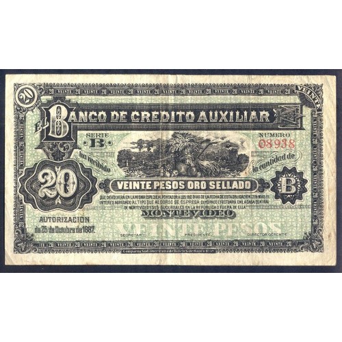 URUGUAY 20 Pesos 1887