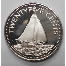 BAHAMAS 25 Cents 1975 PROOF