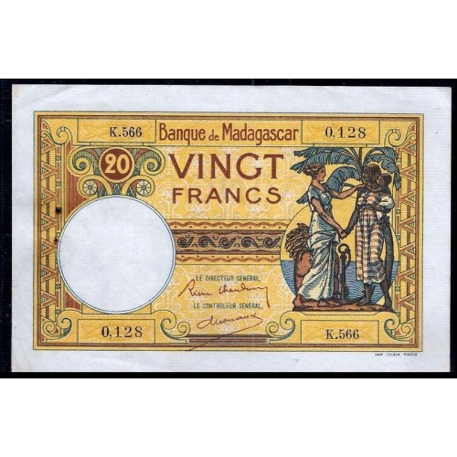 MADAGASCAR 20 Francs 1937