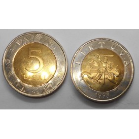 LITHUANIA 5 Litai 1998...