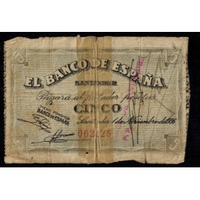 SPAIN Santander 5 Pesetas 1936