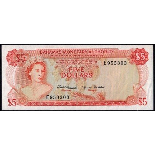 BAHAMAS 5 Dollars 1968