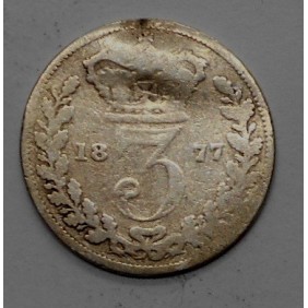 GREAT BRITAIN 3 Pence 1877...