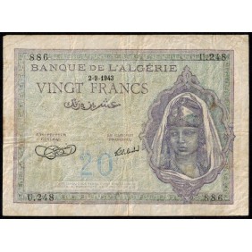 ALGERIA 20 Francs 1943