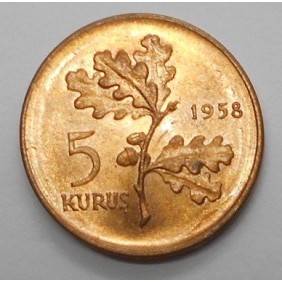 TURKEY 5 Kurus 1958