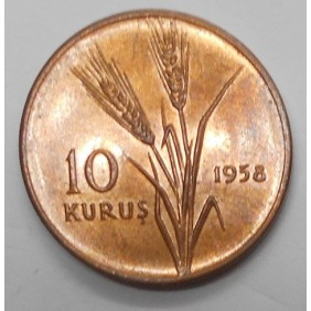 TURKEY 10 Kurus 1958