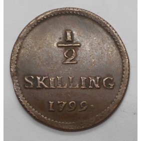 SWEDEN 1/2 Skilling 1799