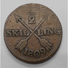 SWEDEN 1/2 Skilling 1809