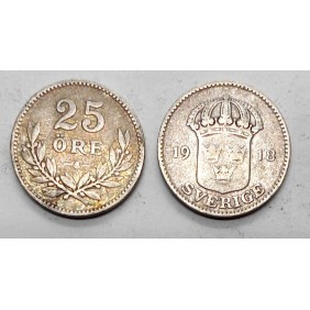 SWEDEN 25 Ore 1918 AG