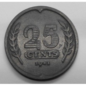NETHERLANDS 25 Cents 1941 zinc