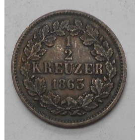 BADEN 1/2 Kreuzer 1863