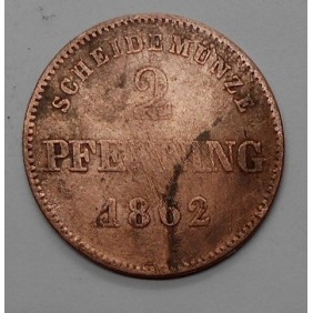 BAVARIA 2 Pfennig 1862