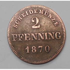 BAVARIA 2 Pfennig 1870