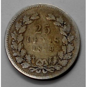 NETHERLANDS 25 Cents 1849 AG