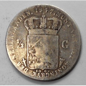 NETHERLANDS 1/2 Gulden 1847 AG