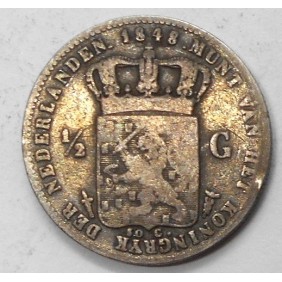NETHERLANDS 1/2 Gulden 1848 AG